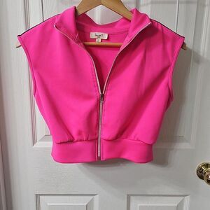 Love J Hot Pink Sleeveless Crop Top, Large